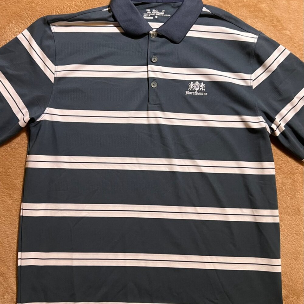 Nike Golf Tour Performance Men LG Slate Gray‎ Striped DriFit Hurstboure Polo (W)